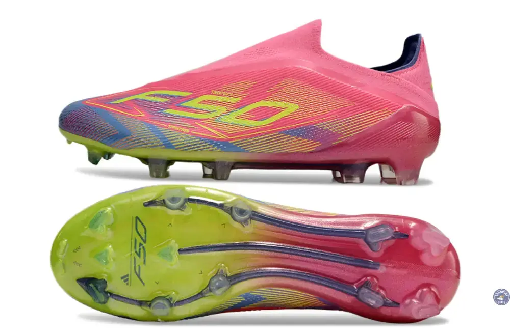 F50 Elite Laceless FG Mystic Victory - Lucid Pink/Lucid Lemon/Blue Fusion - Image 2