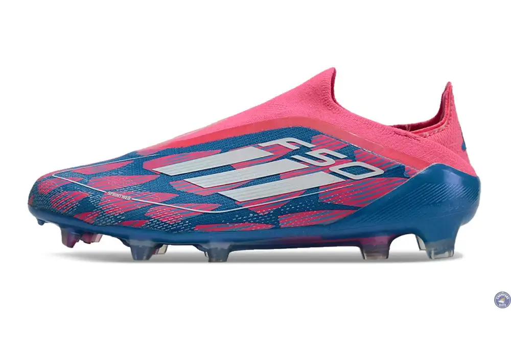 F50 Elite Laceless FG Reemergence - Bleu/Blanc/Rose - Image 4