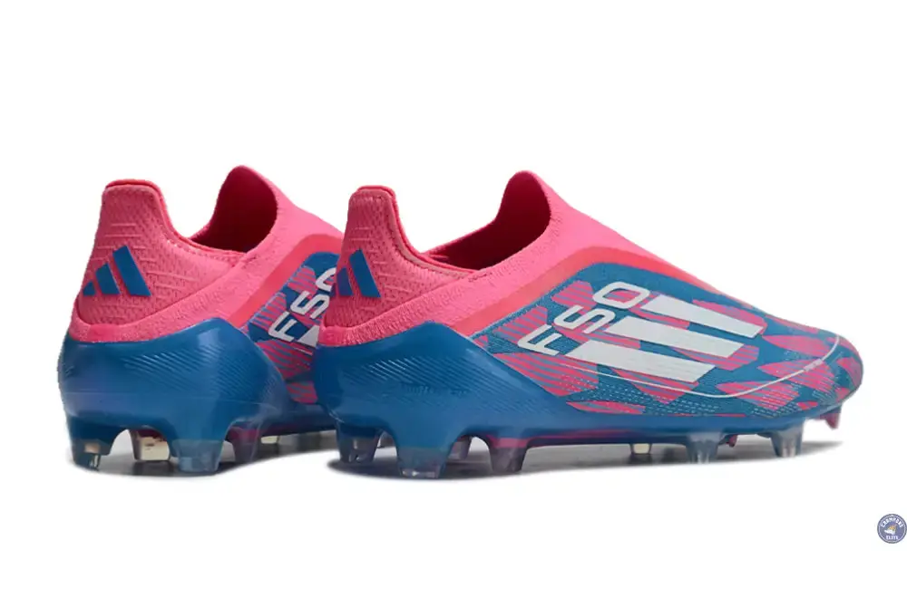 F50 Elite Laceless FG Reemergence - Bleu/Blanc/Rose - Image 5