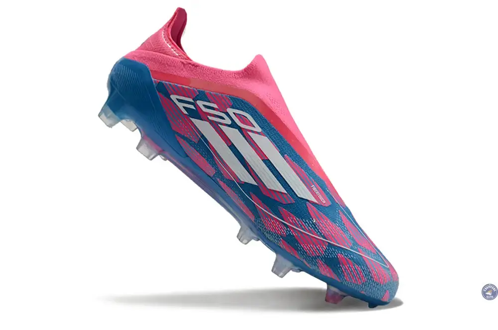 F50 Elite Laceless FG Reemergence - Bleu/Blanc/Rose - Image 7