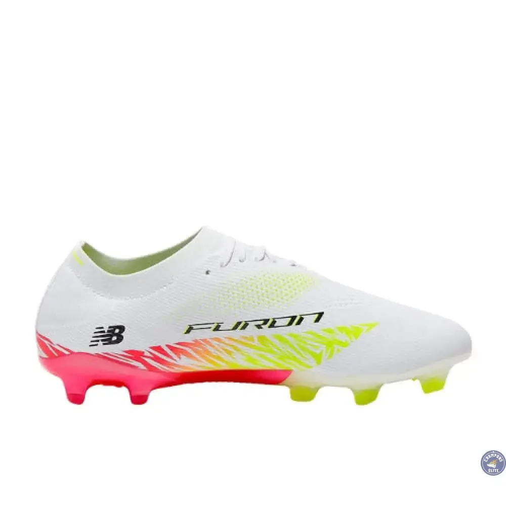 New Balance FURON ELITE V8 FG - Blanc/Rouge Energie/Jaune Hi-Lite - Image 2
