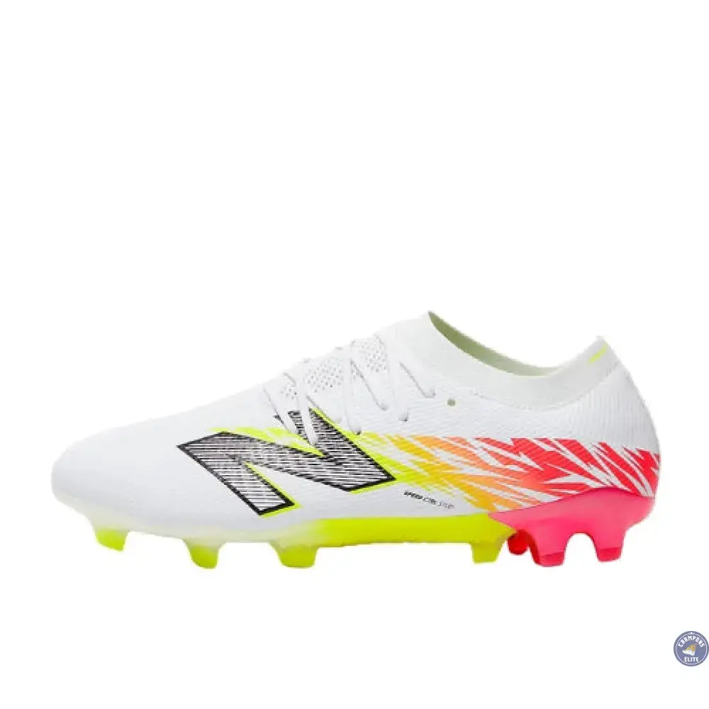 New Balance FURON ELITE V8 FG - Blanc/Rouge Energie/Jaune Hi-Lite - Image 3