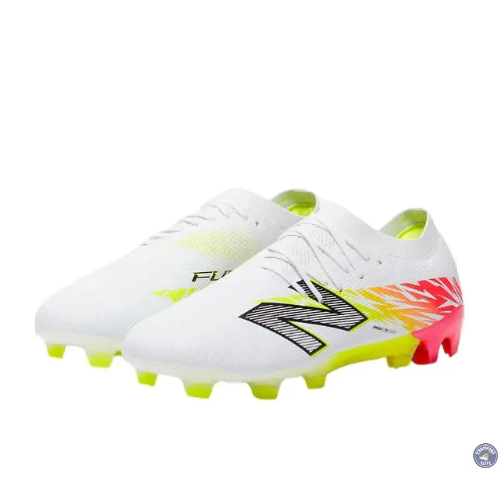 New Balance FURON ELITE V8 FG - Blanc/Rouge Energie/Jaune Hi-Lite - Image 4