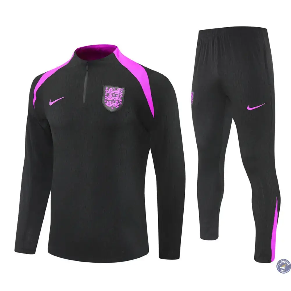 Survêtement d'entraînement demi-zip - Angleterre 2025/2026 - Noir/Violet - Image 2