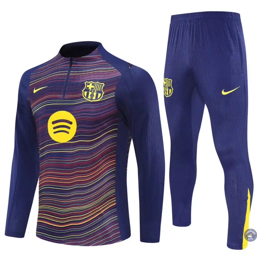 Survêtement d'entraînement demi-zip - Barcelone 2025/2026 - Camouflage Bleu marine à rayures jaunes - Image 2