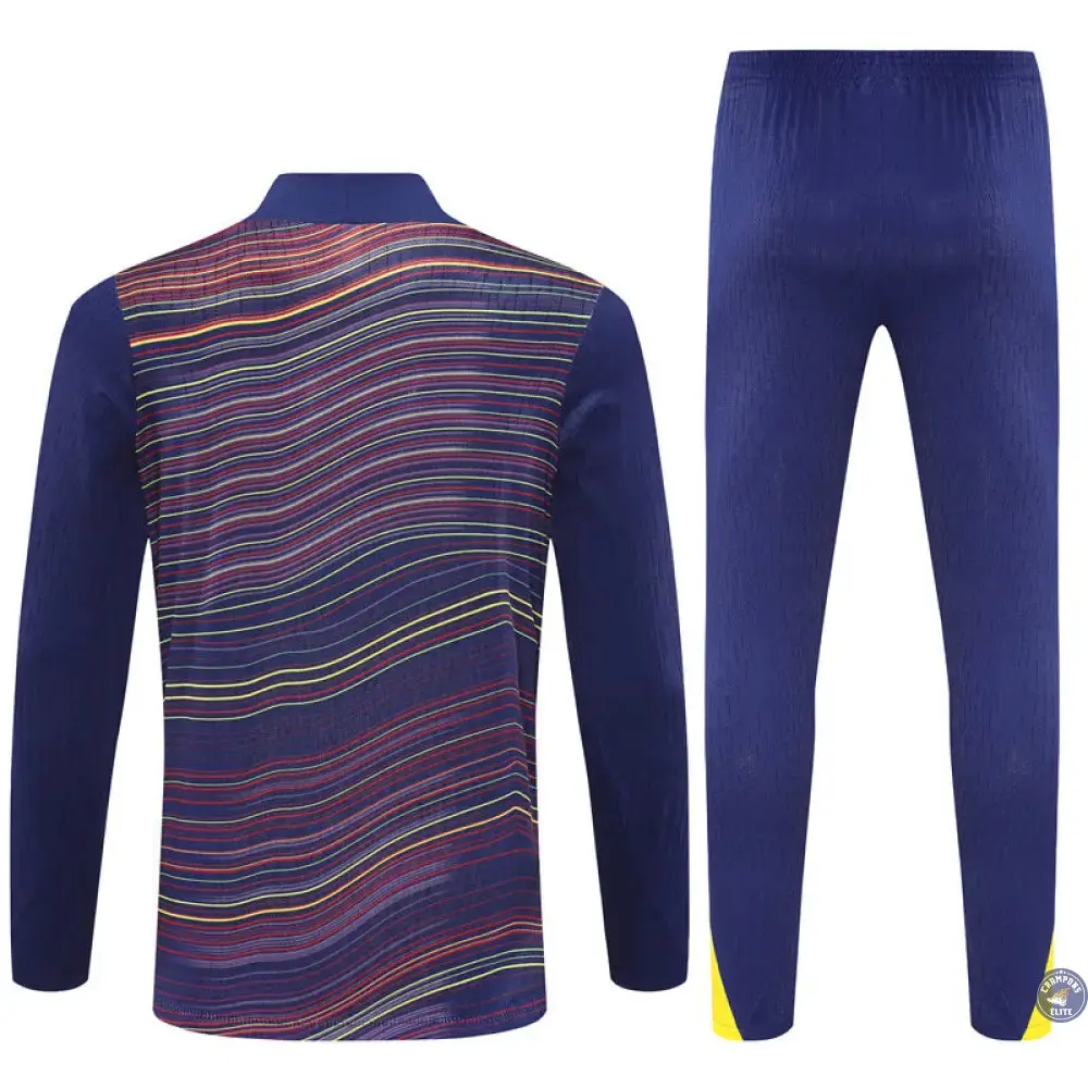 Survêtement d'entraînement demi-zip - Barcelone 2025/2026 - Camouflage Bleu marine à rayures jaunes - Image 3