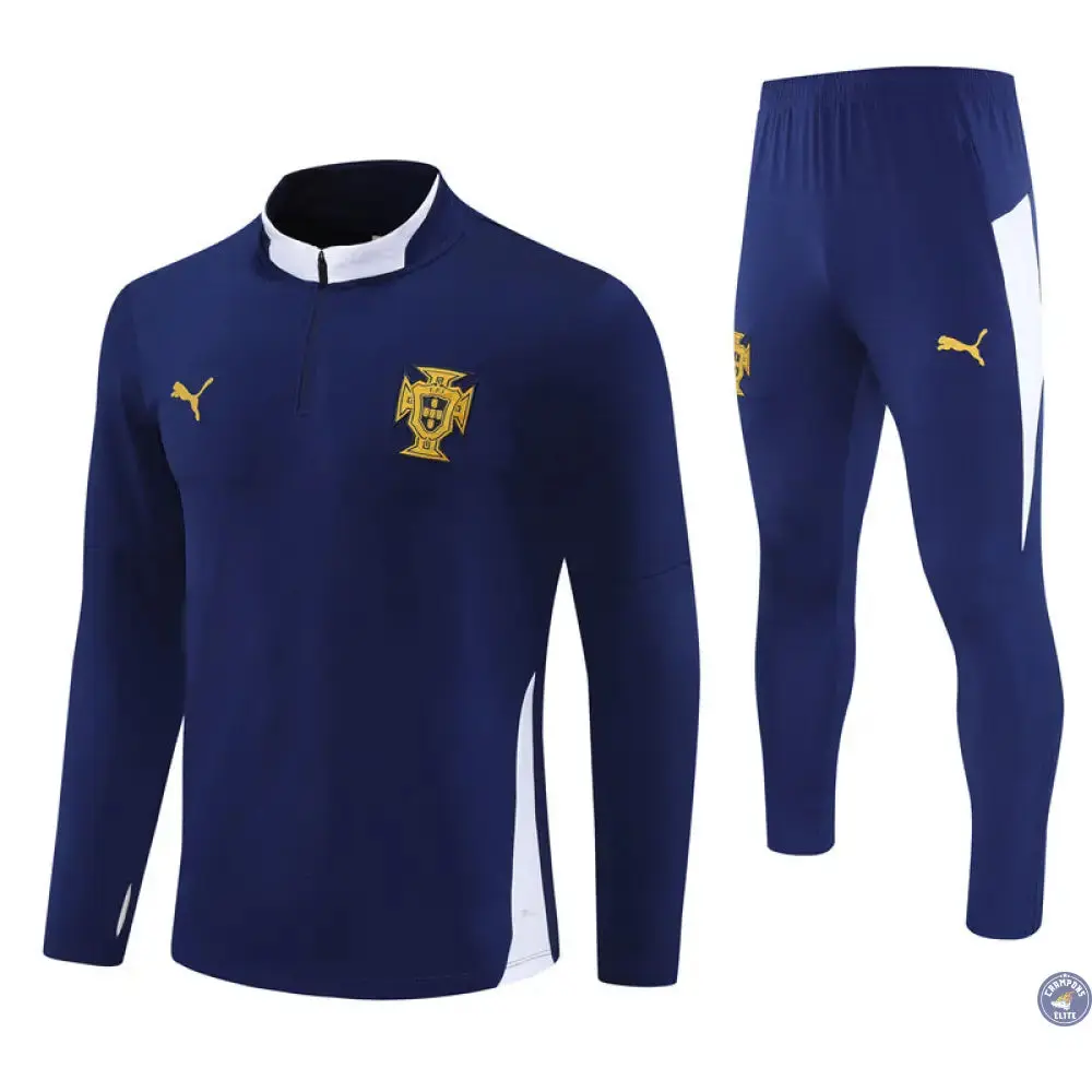 Survêtement d'entraînement demi-zip - Portugal 2025/2026 - Bleu Marine/Blanc/Or - Image 2
