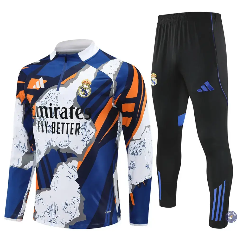 Survêtement d'entraînement demi-zip - Real Madrid 2025/2026 - Bleu/Blanc/Orange/Noir - Image 2