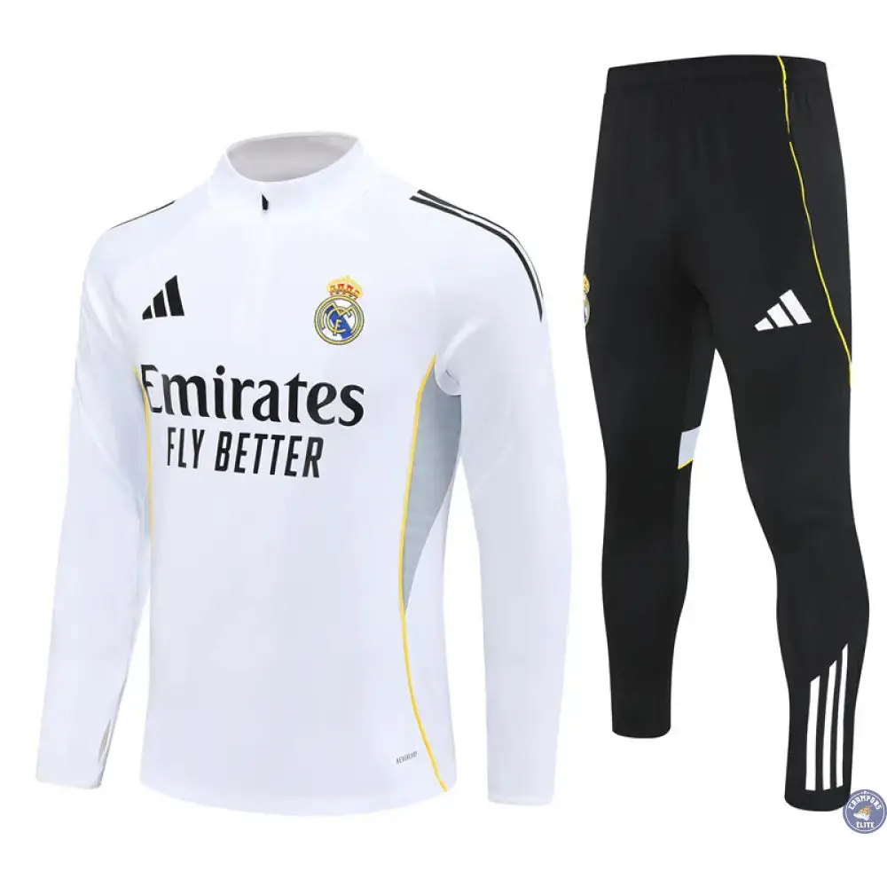 Survêtement d'entraînement demi-zip - Real Madrid 2025/2026 - Blanc/Noir/Gris/Jaune - Image 2