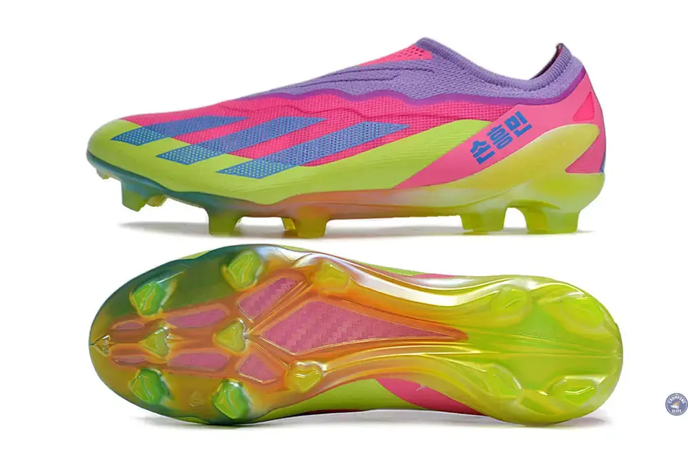X Crazyfast Elite Laceless FG x SON - 'South Korea Nightlife' Rose/Jaune/Violet - Image 2