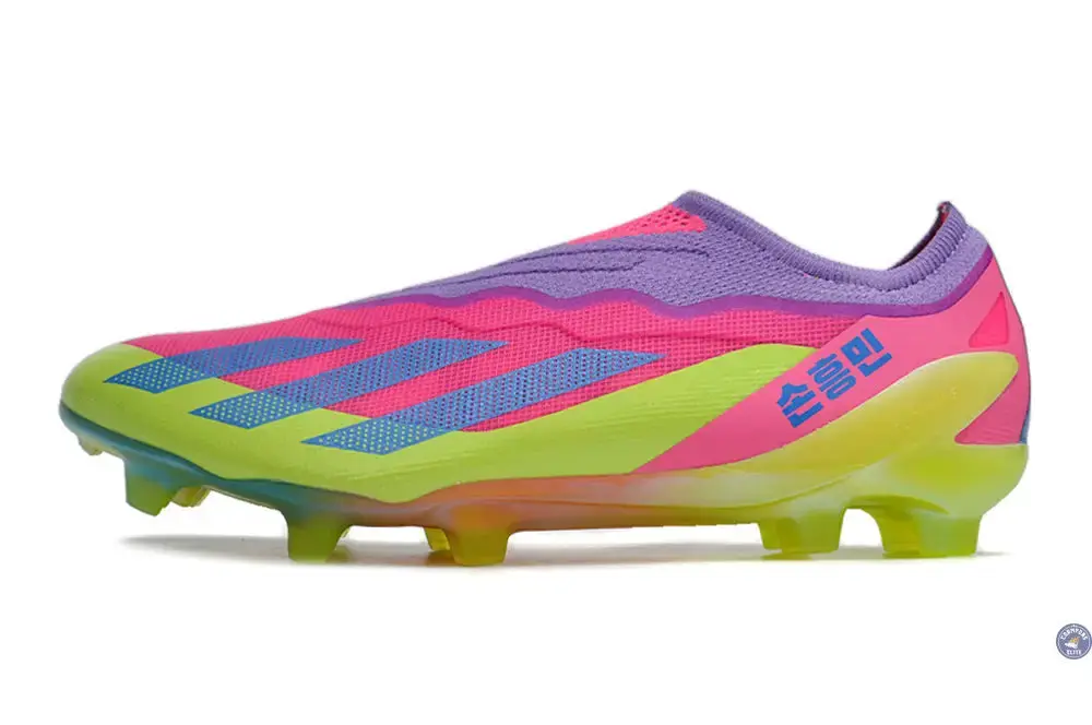 X Crazyfast Elite Laceless FG x SON - 'South Korea Nightlife' Rose/Jaune/Violet - Image 4