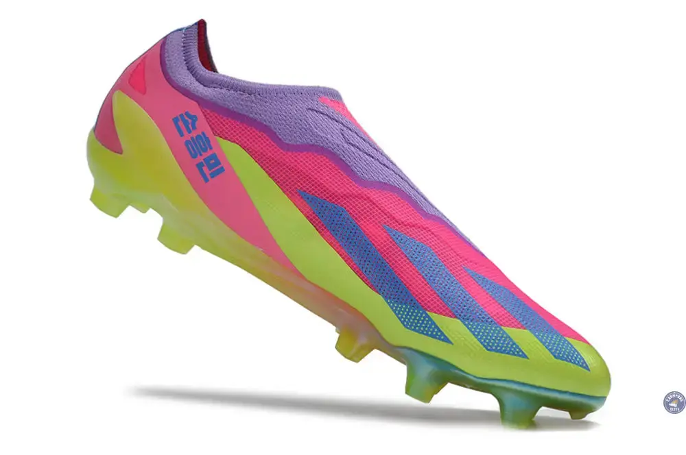 X Crazyfast Elite Laceless FG x SON - 'South Korea Nightlife' Rose/Jaune/Violet - Image 6