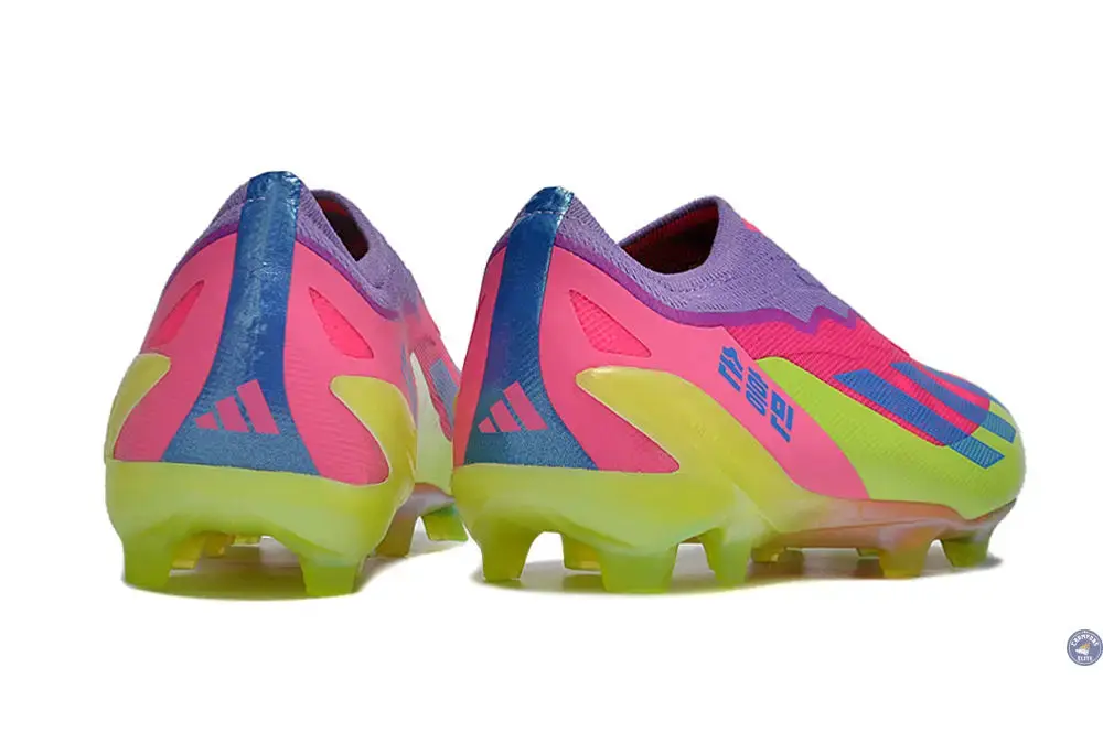 X Crazyfast Elite Laceless FG x SON - 'South Korea Nightlife' Rose/Jaune/Violet - Image 7